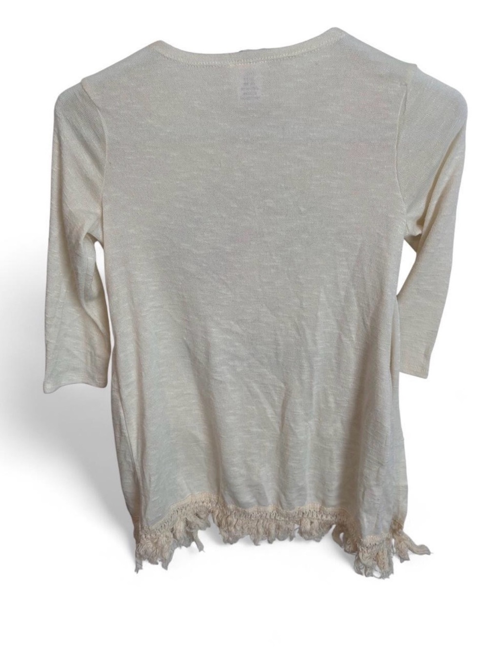 Girls Cream Unicorn Graphic Long Sleeve Top with Fringe Hem - Picture 5 of 6